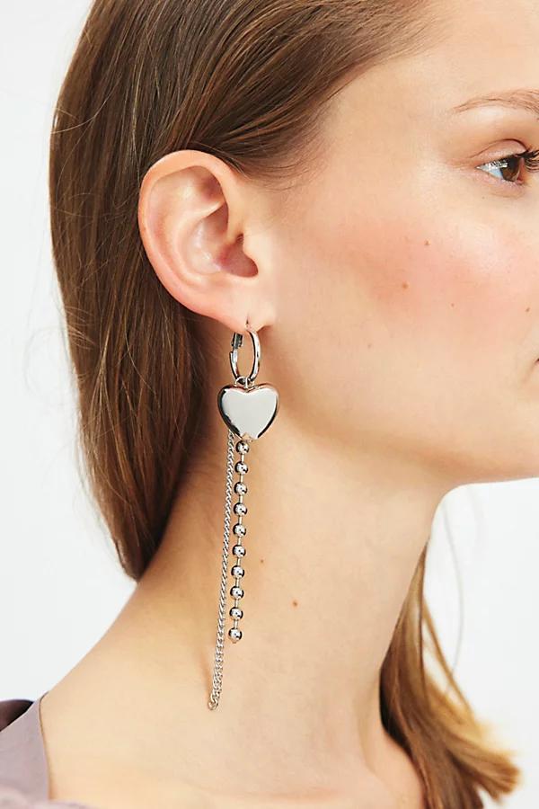 Heart & Chain Hoop Earring Womens at Urban Outfitters Product Image