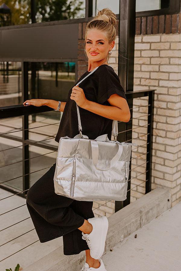 Weekend Getaway Puffer Tote in Silver Product Image