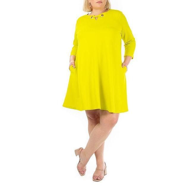 Plus Size Nina Leonard Grommet Notchneck Dress, Womens Product Image