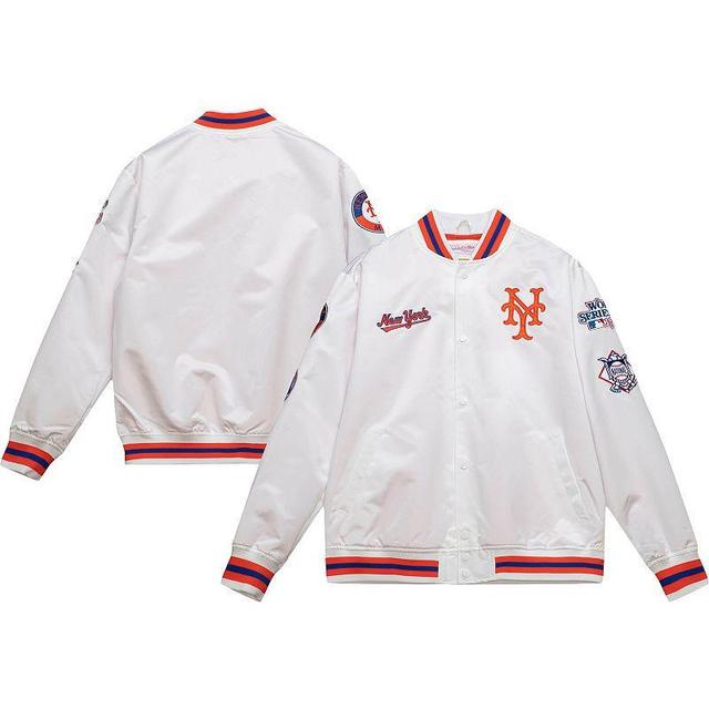 Mens Mitchell & Ness White New York Mets City Collection Satin Full-Snap Varsity Jacket Product Image