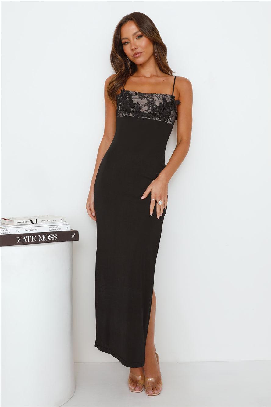 Romance Found Lace Maxi Dress Black Product Image