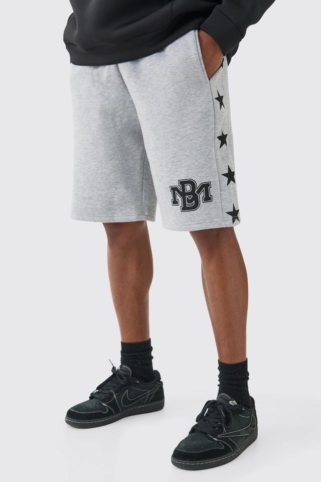 Star Printed Relaxed Fit Long Shorts | boohooMAN USA Product Image