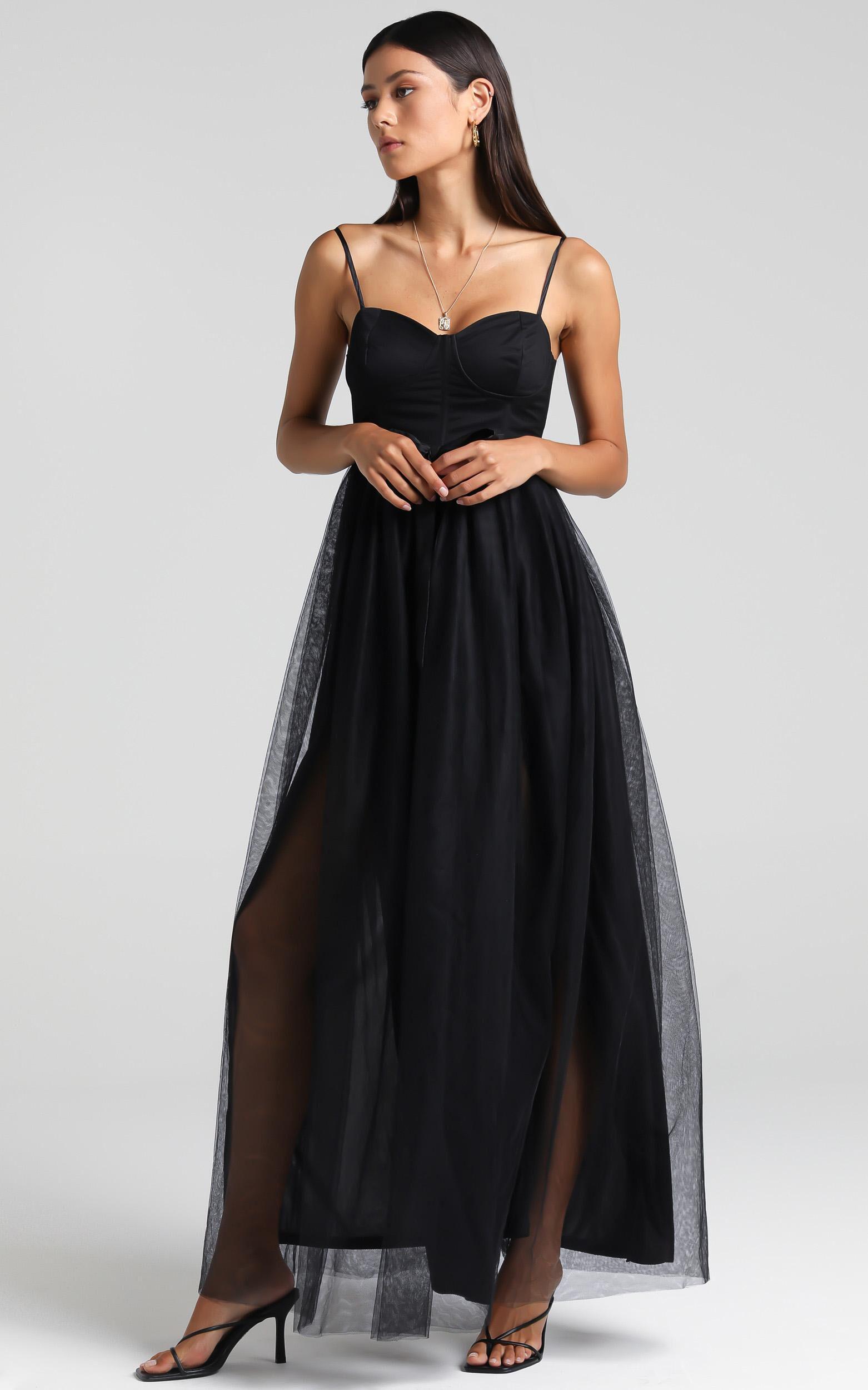 At The Altar Midi Dress - Bodice Dress in Black Product Image