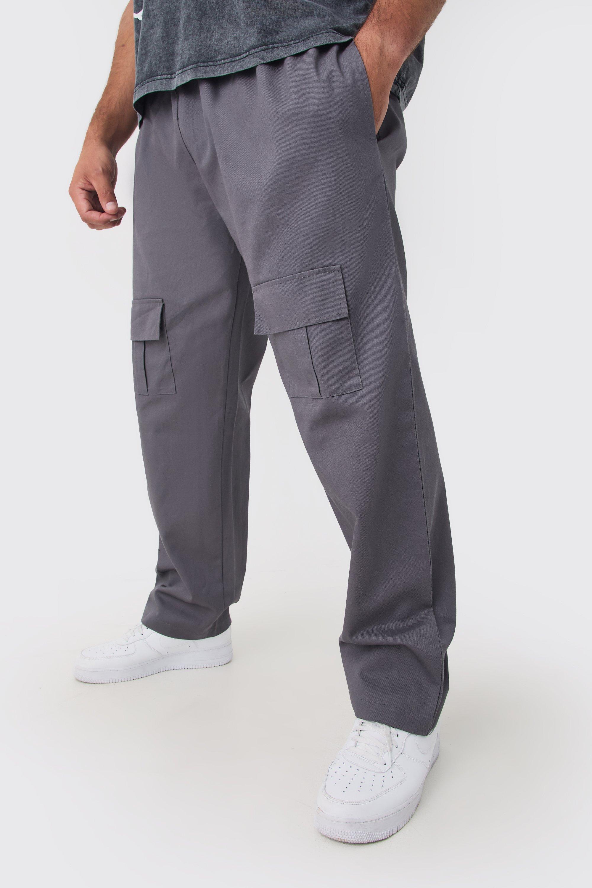 Plus Straight Fit Front Pocket Twill Overdyed Cargo Trouser | boohooMAN USA Product Image