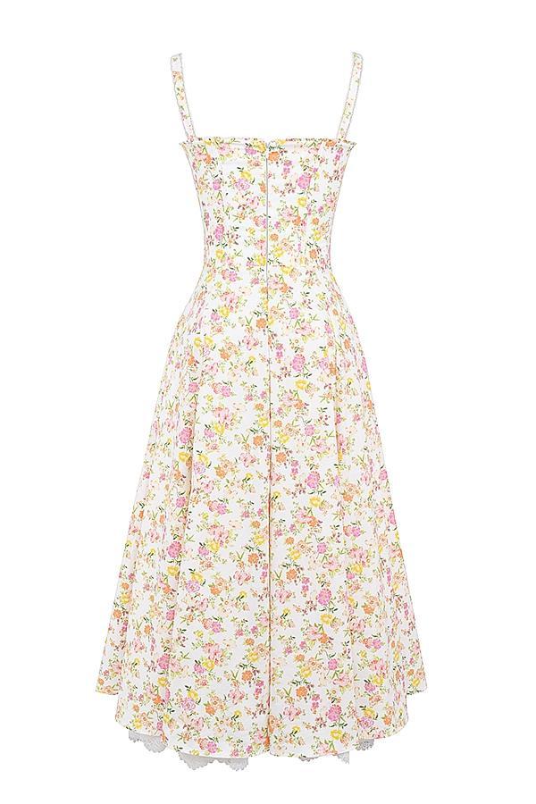 Rosalee Ivory Meadow Print Cotton Bustier Sundress Product Image