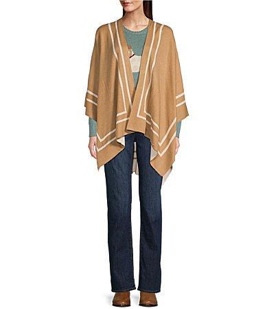 Lauren Ralph Lauren Jet Set Reversible Striped Border Knit Ruana Product Image