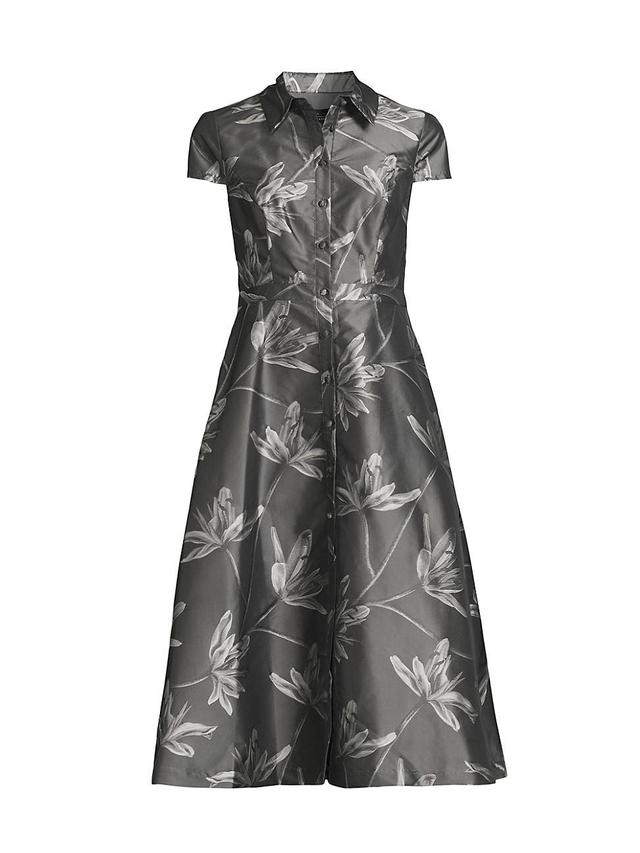 Womens Floral Jacquard Midi-Dress Product Image