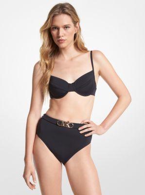 Stretch Nylon High-Waist Belted Bikini Bottom Product Image