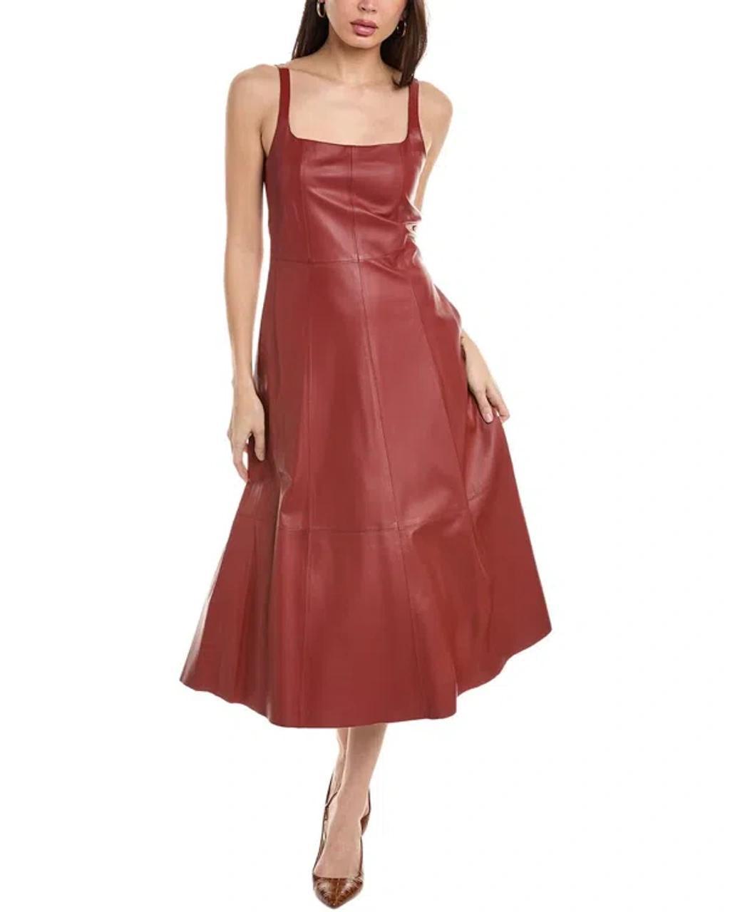 Leather Midi Dress In Brown Product Image