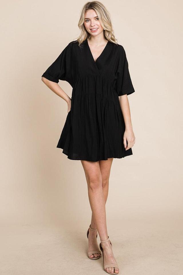 Tiered Dolman Sleeve V Neck Babydoll Dress Female Product Image