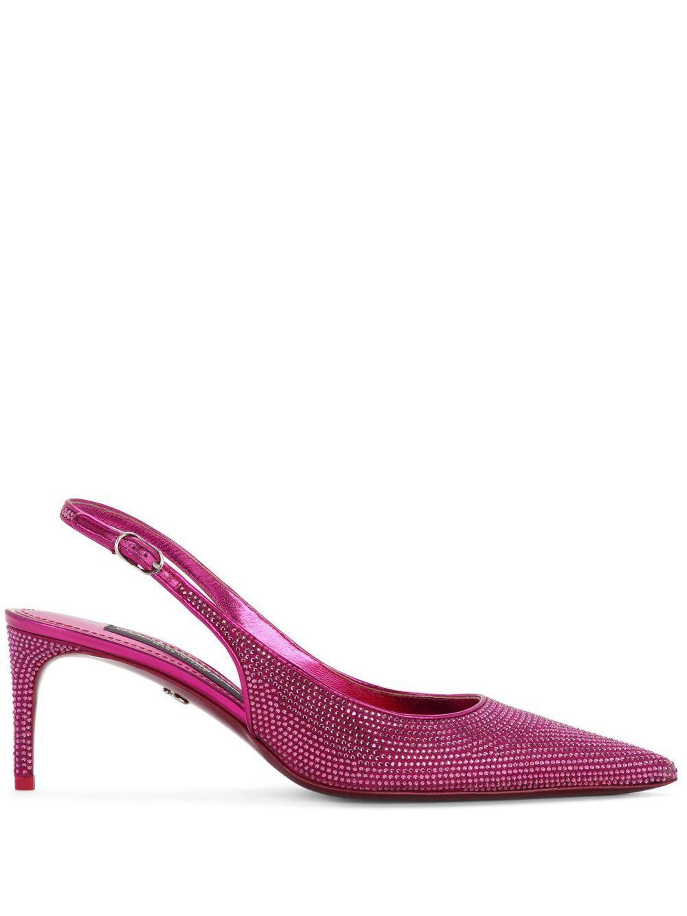 DOLCE & GABBANA Rhinestone-embellished Slingback Pumps In Pink Product Image