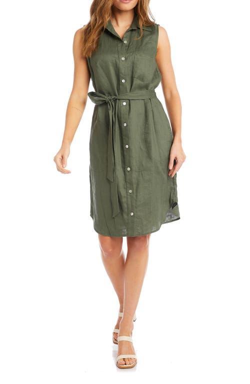 Karen Kane Tie Waist Sleeveless Shirtdress Product Image