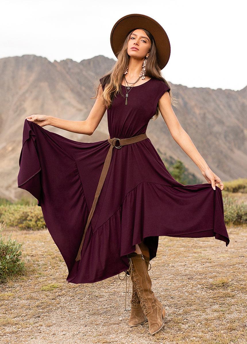 Pilar Dress in Deep Plum Product Image