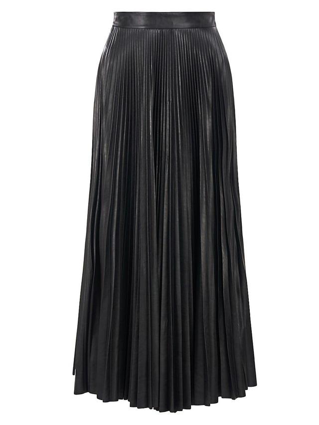 Halston Womens Joss Vegan Leather Midi-Skirt - Black Product Image