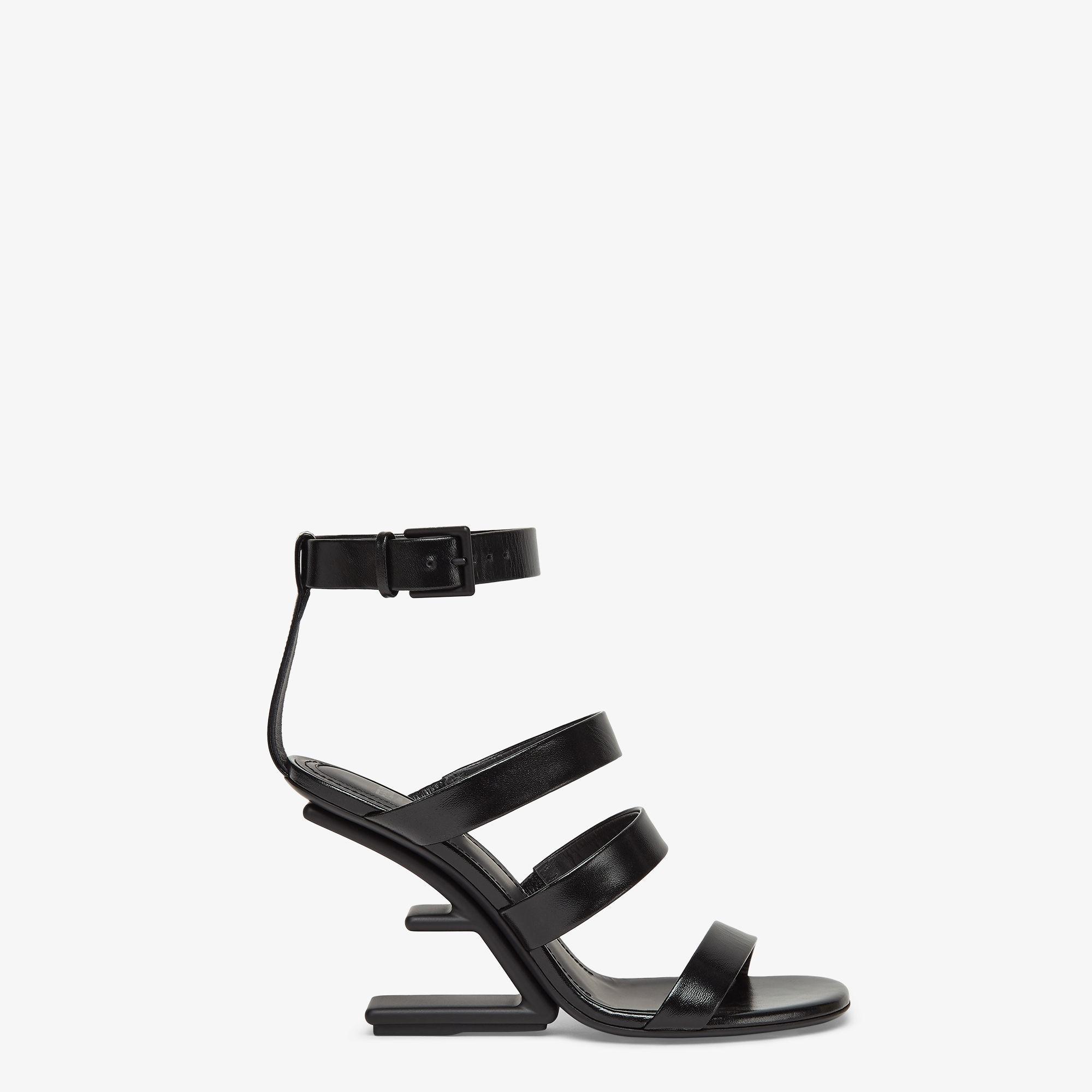 Fendi FirstBlack leather high-heeled sandals Product Image