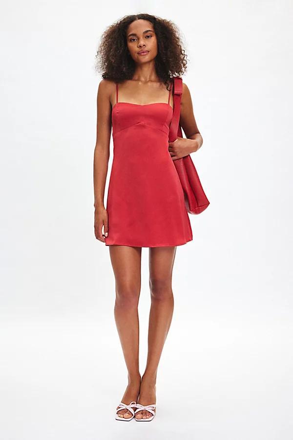 Urban Outfitters UO Bella Bow-Back Satin Mini Dress Womens at Urban Outfitters Product Image