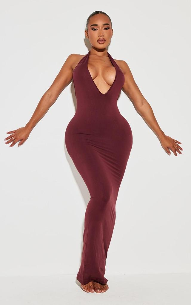 Shape Burgundy Halter Neck Dress Product Image