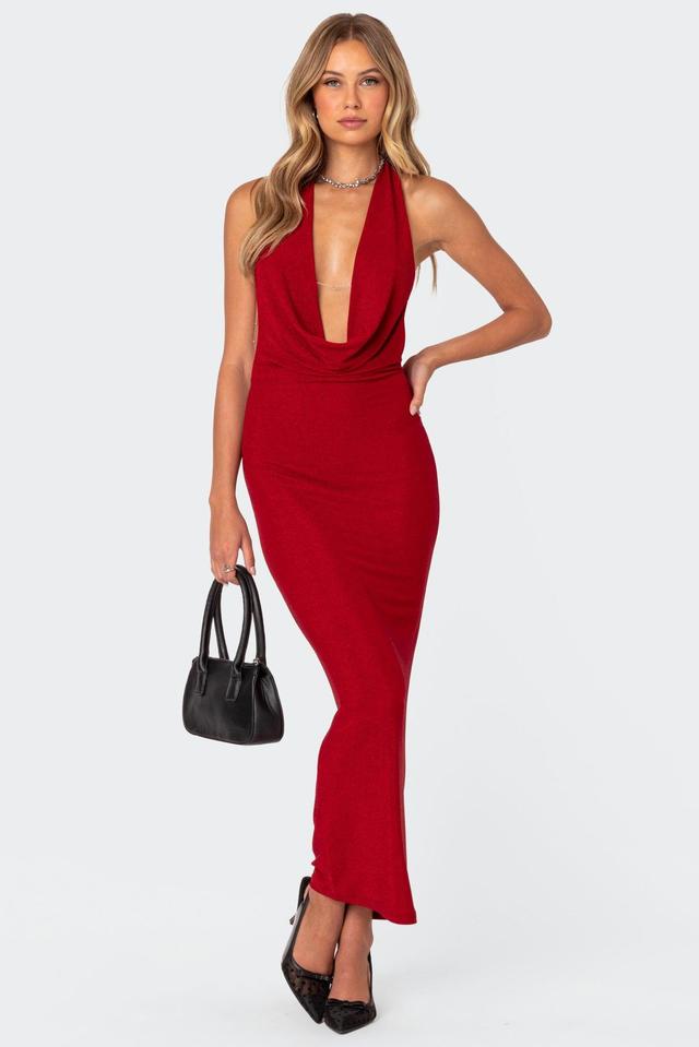 Cowl Neck Open Back Maxi Dress Product Image