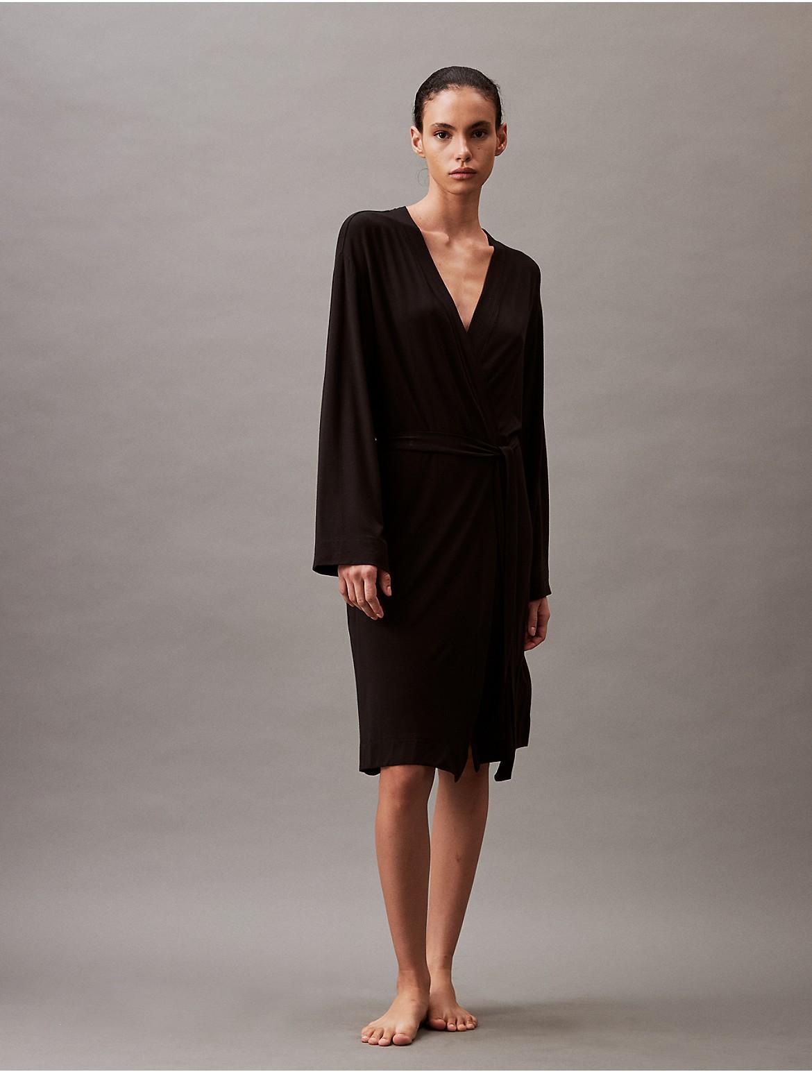 Calvin Klein Womens Ultra Light Lounge Robe - Black - XS-S Product Image