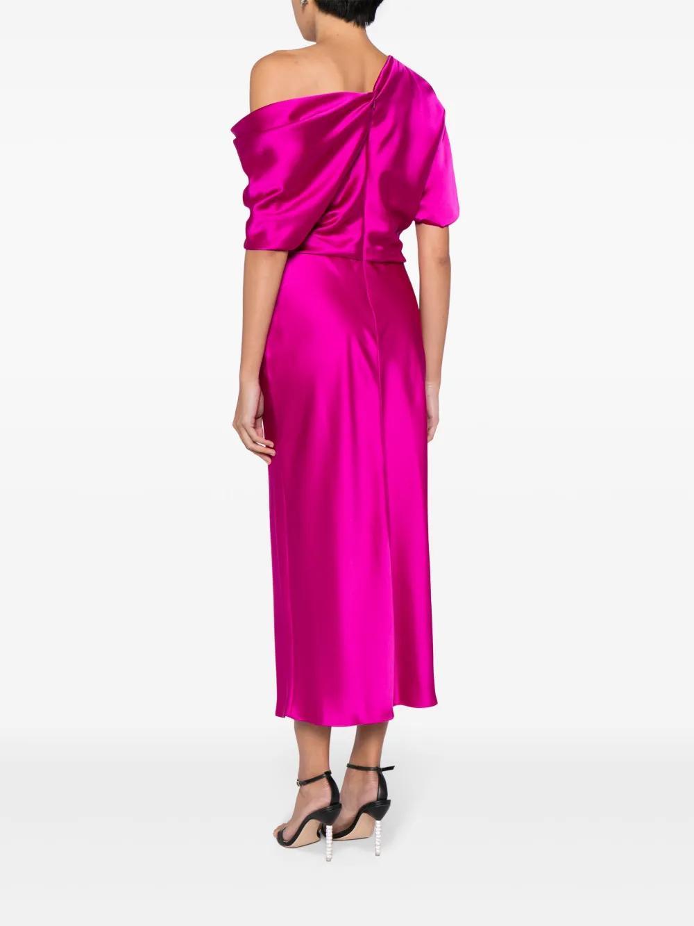 off-shoulder draped midi dress Product Image