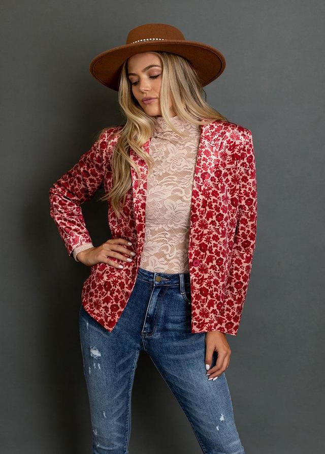 Louve Blazer in Red Floral Product Image