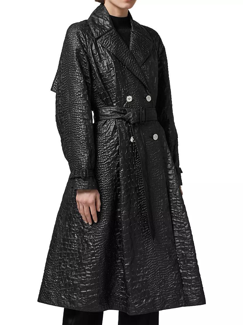 Crocodile-Embossed A-Line Trench Coat Product Image