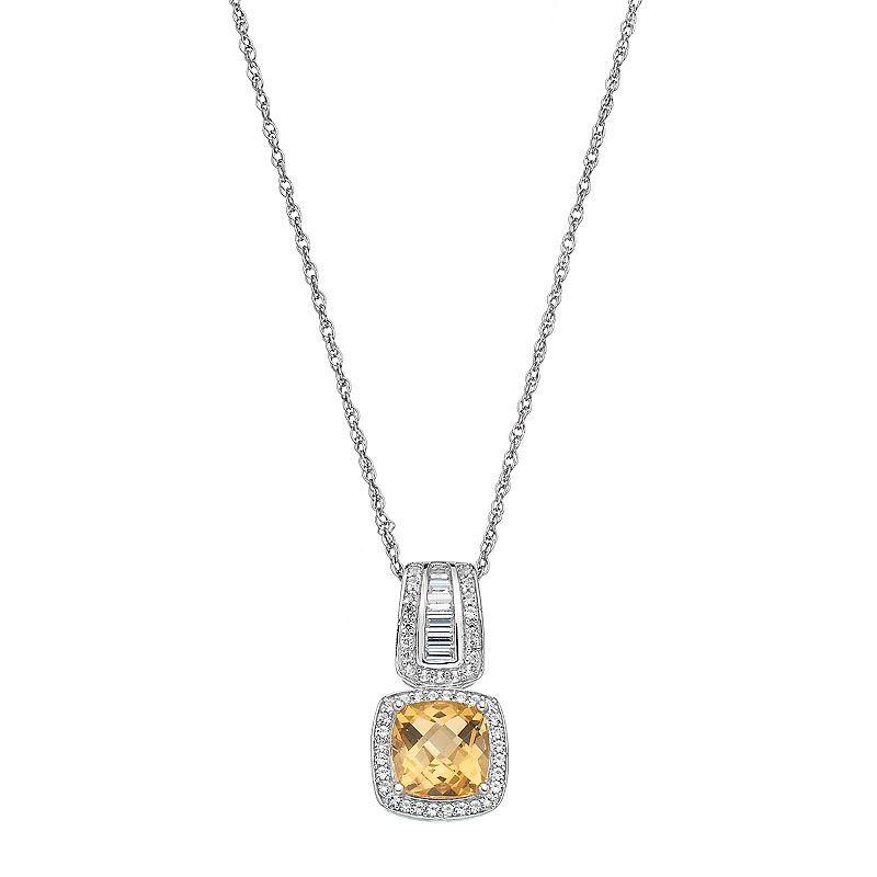 Sterling Silver Citrine & Lab-Created White Sapphire Halo Pendant, Womens Orange Product Image