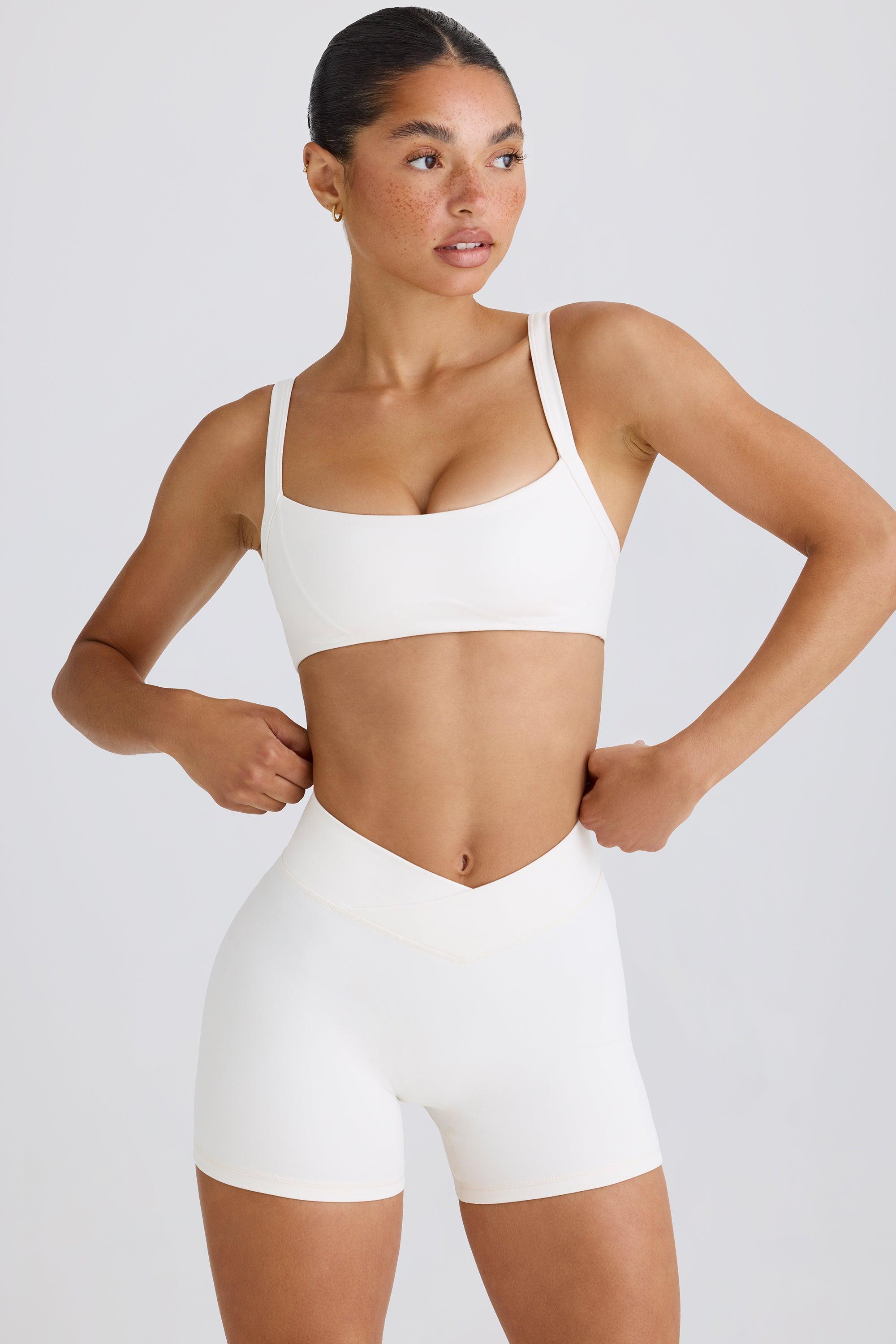 Soft Active Crossover Mini Shorts in White Product Image