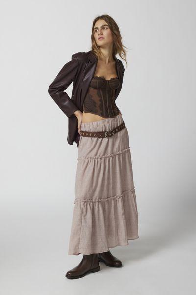 Urban Renewal Remnants Crepe Tiered Midi Skirt Womens at Urban Outfitters Product Image