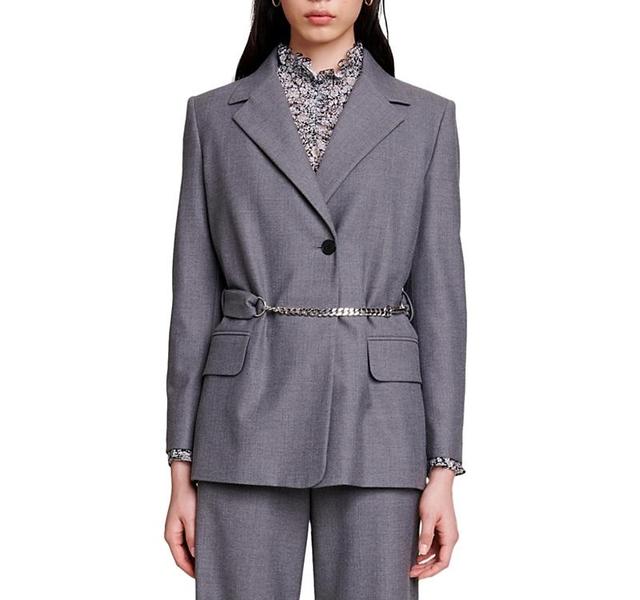 Womens Suit Jacket With Chain Belt Product Image