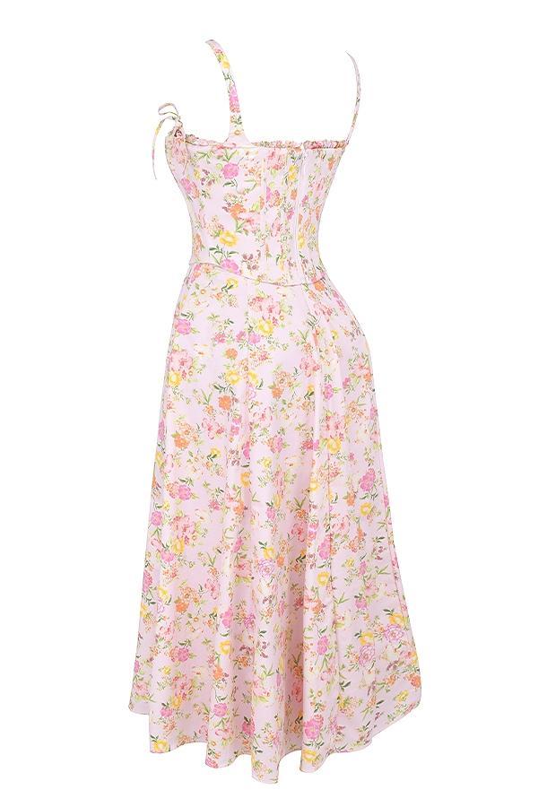 Clarabelle Pink Meadow Print Cotton Midi Sundress Product Image