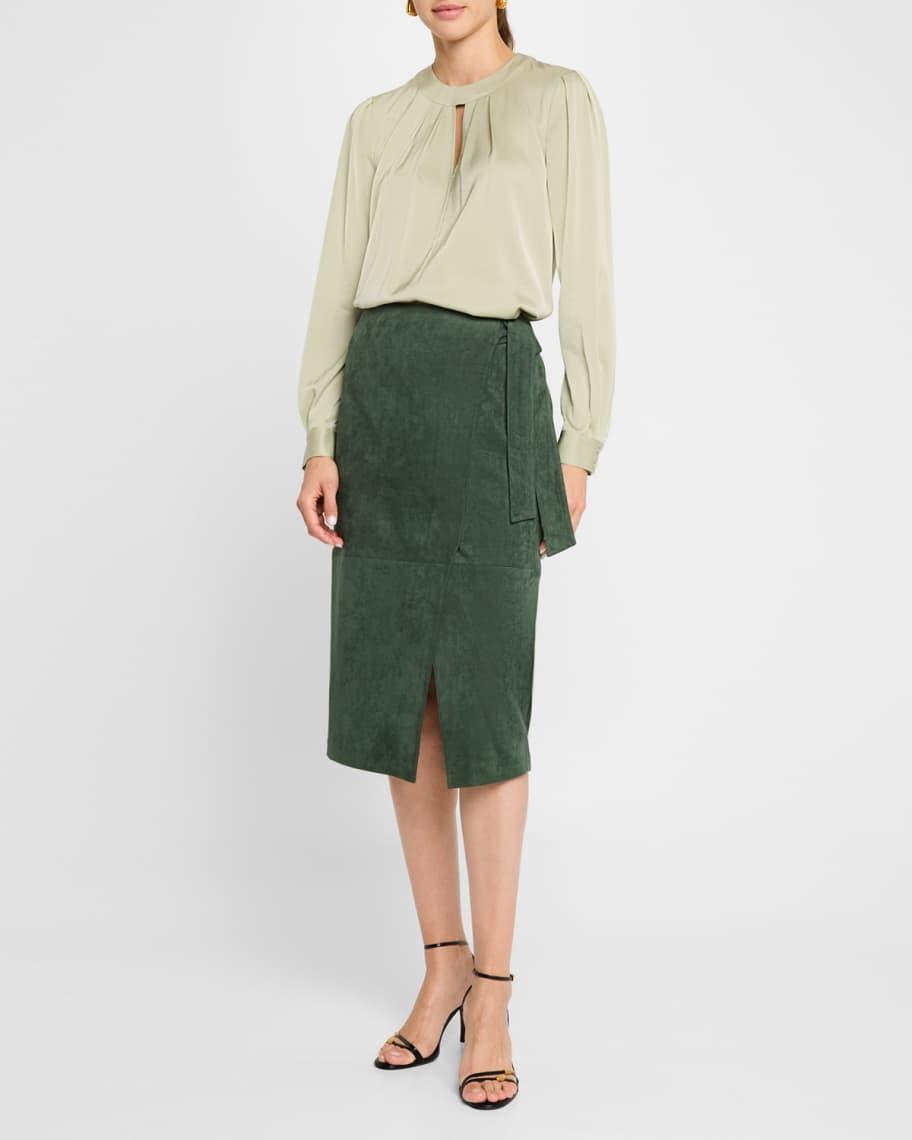 The Danica Faux Suede Midi Wrap Skirt Product Image