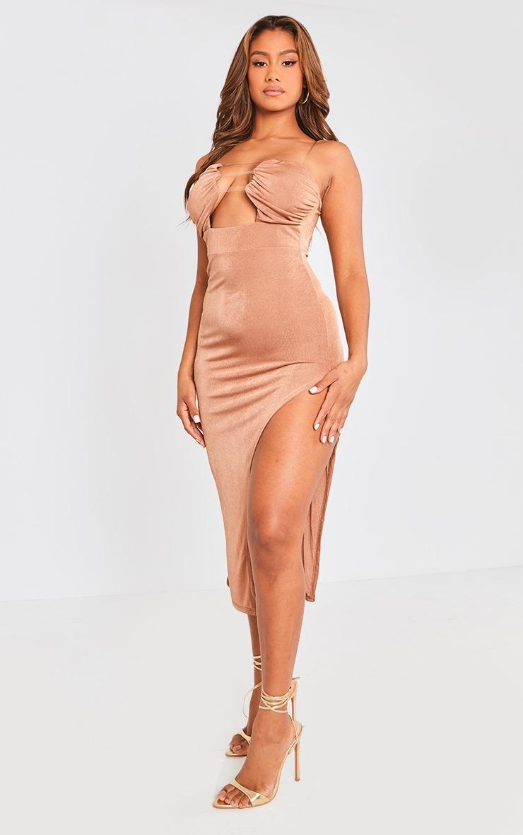 Tan Slinky Depp V Maxi Dress Product Image