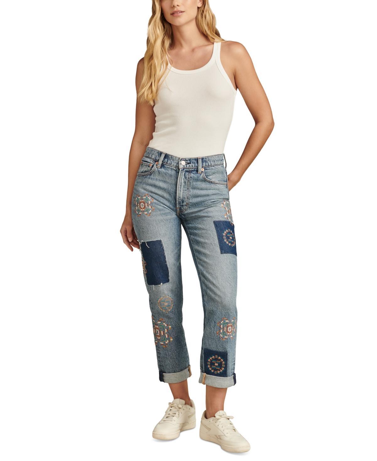 Lucky Brand Womens Mid-Rise Patchwork-Detail Jeans Product Image