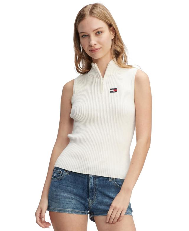 Tommy Jeans Womens 1/4-Zip Sleeveless Badge Sweater Product Image