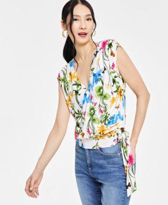 Women's Printed Surplice Top, Created for Macy's Product Image