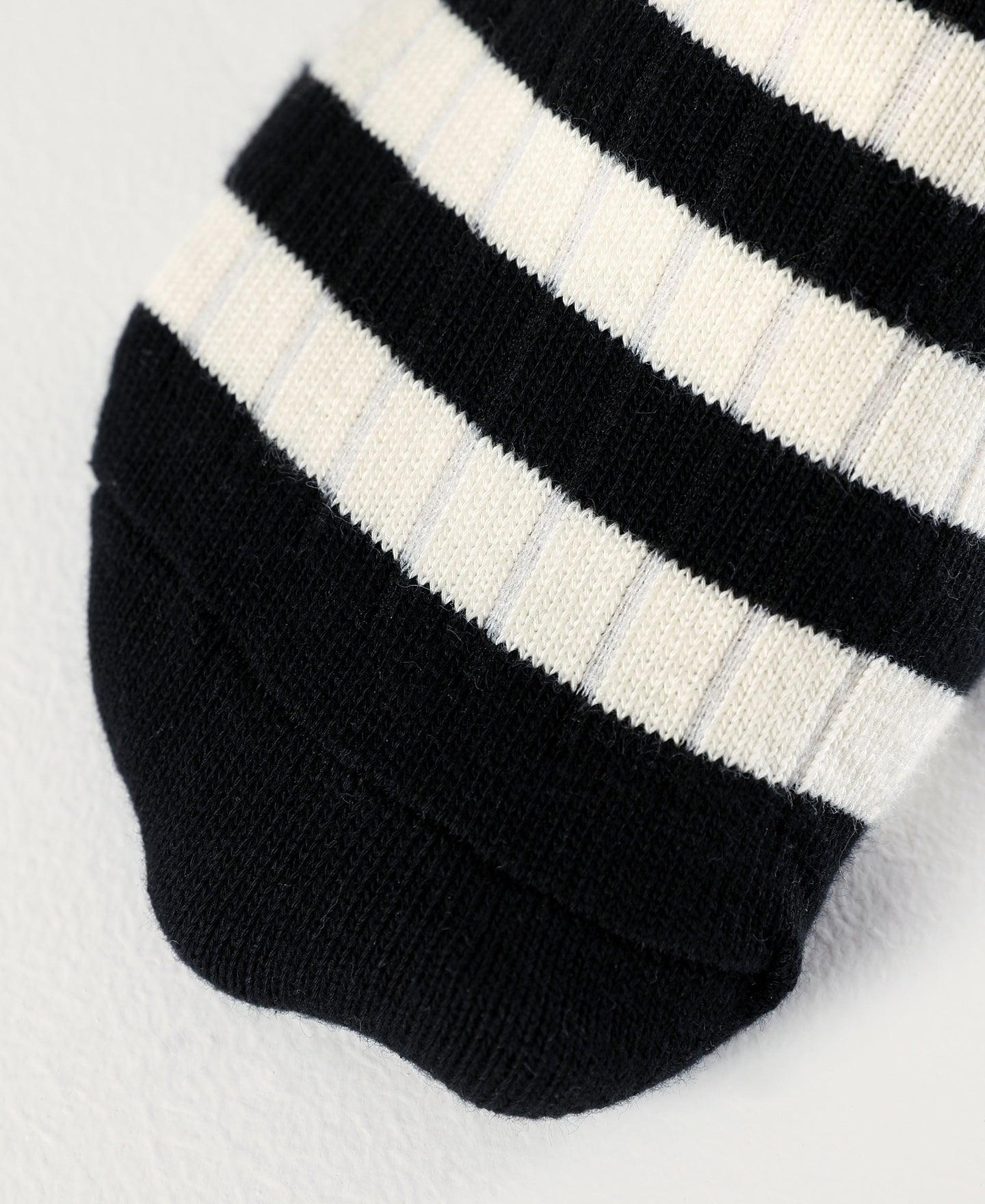 Retro Striped Cotton Socks - Black/White Product Image