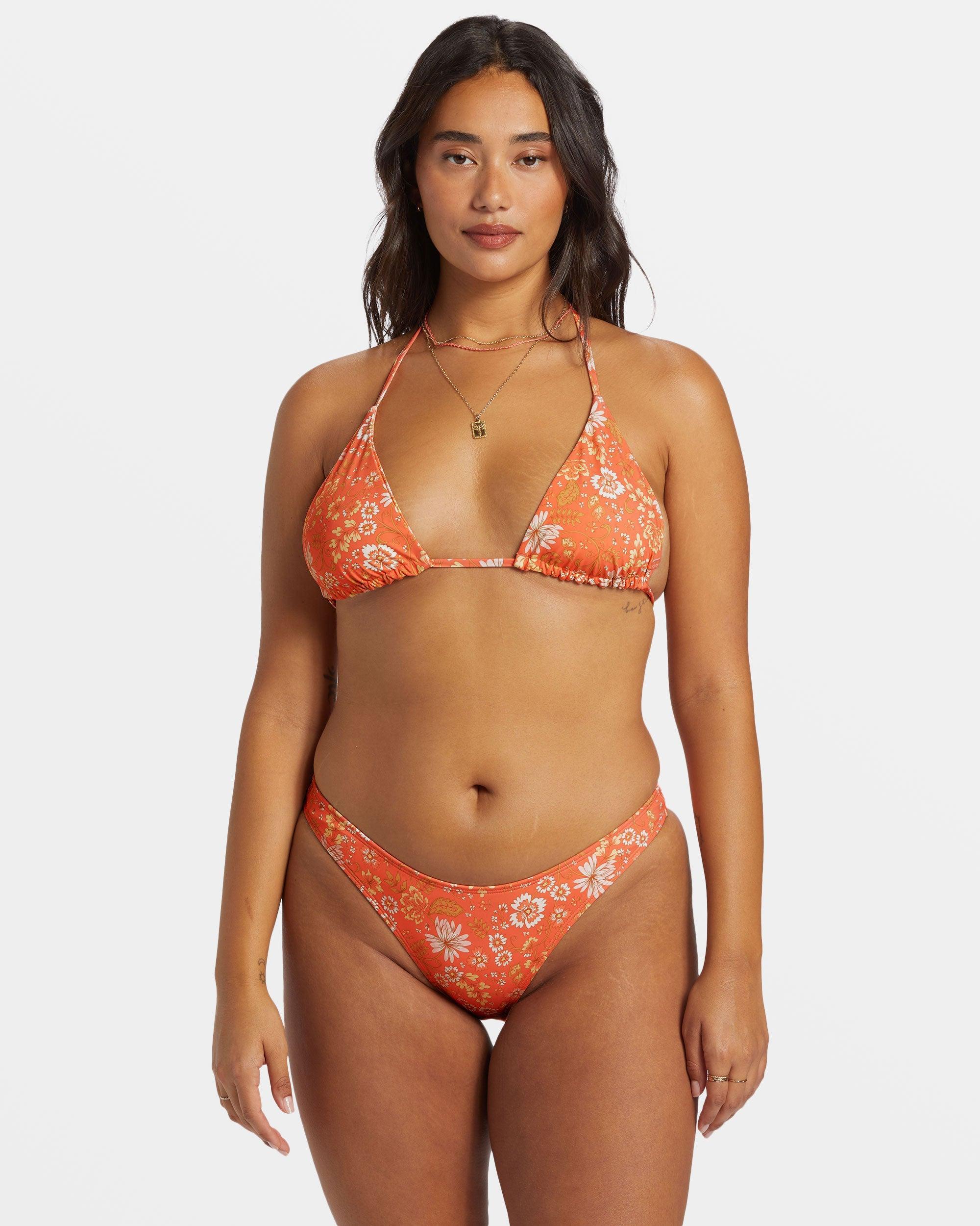 In Dream Space Reversible Multi-Way Triangle Bikini Top - Sweet Papaya Female Product Image