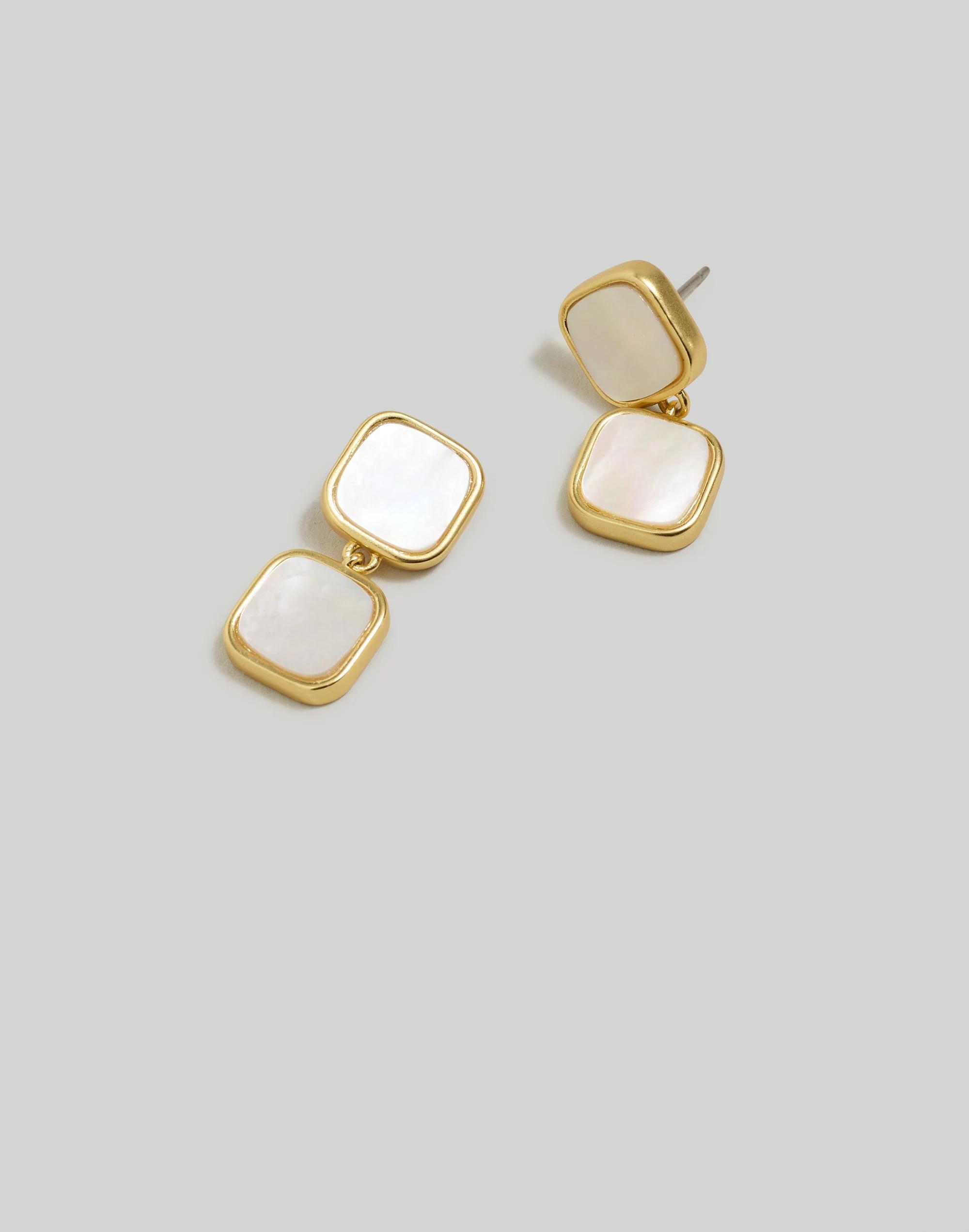 Mother-Of-Pearl Square Statement Drop Earrings Product Image