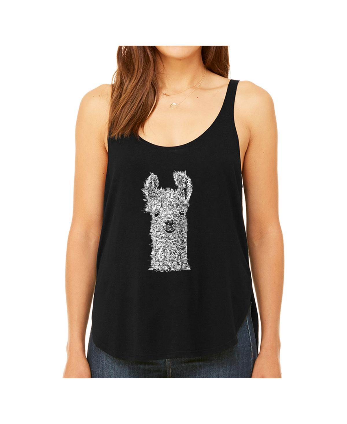 La Pop Art Womens Premium Word Art Flowy Tank Top- Panda Product Image