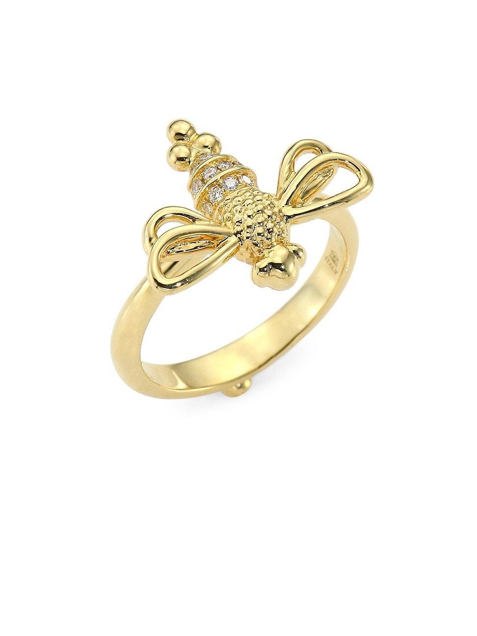 Womens Garden Of Earthly Delights Diamond & 18K Gold Resting Bee Ring Product Image