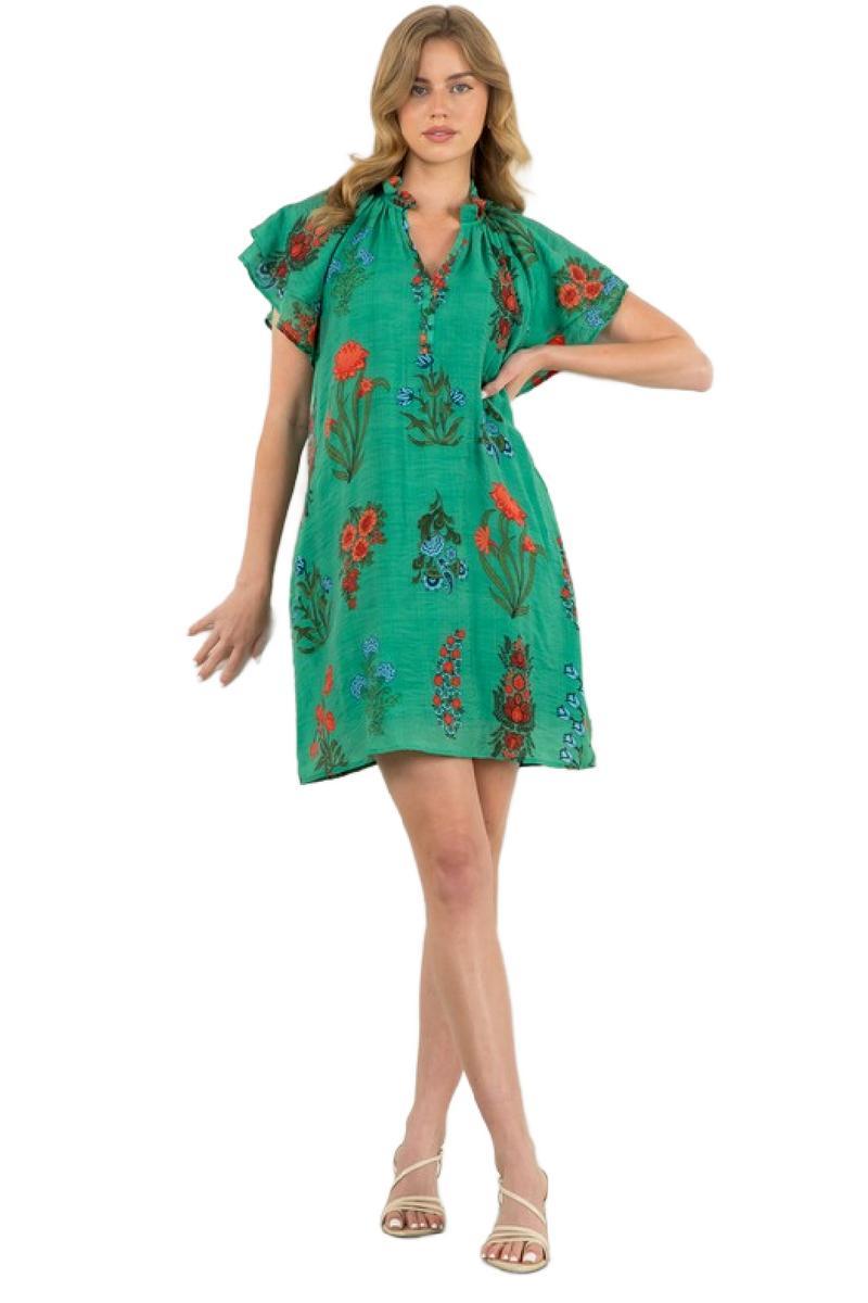 Floral Flutter Sleeve Dress Product Image