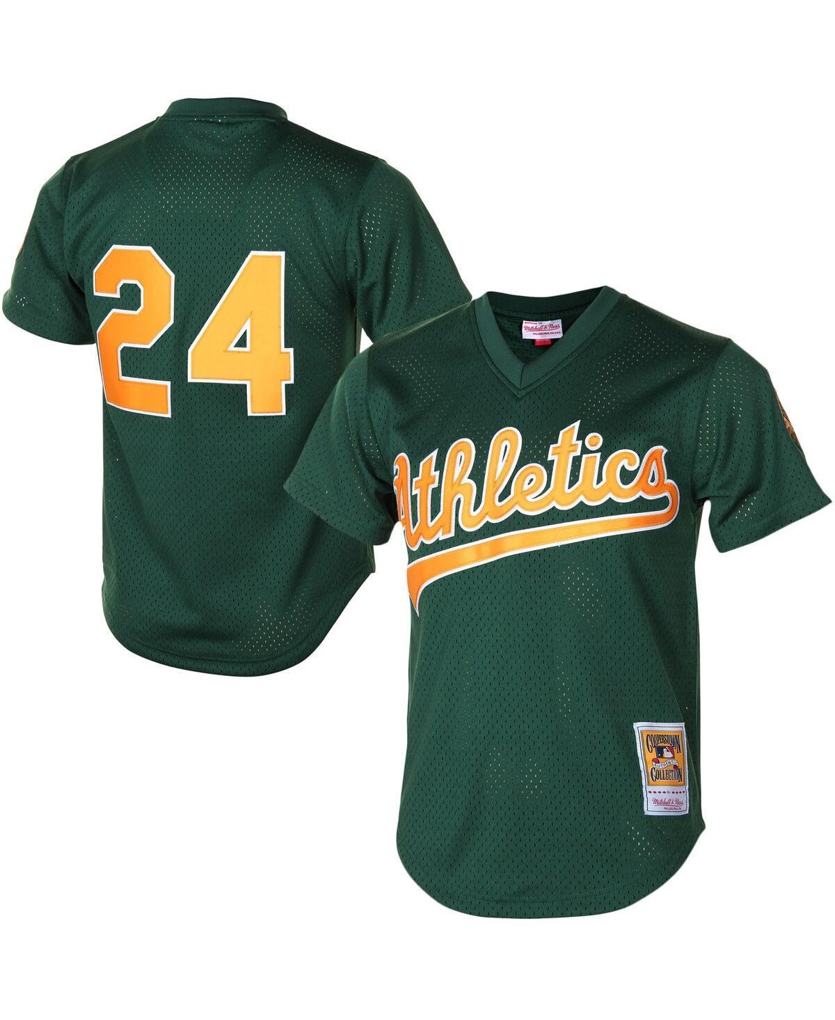 Mens Mitchell & Ness Rickey Henderson Green Oakland Athletics 1998 Cooperstown Mesh Batting Practice Jersey - Green product image