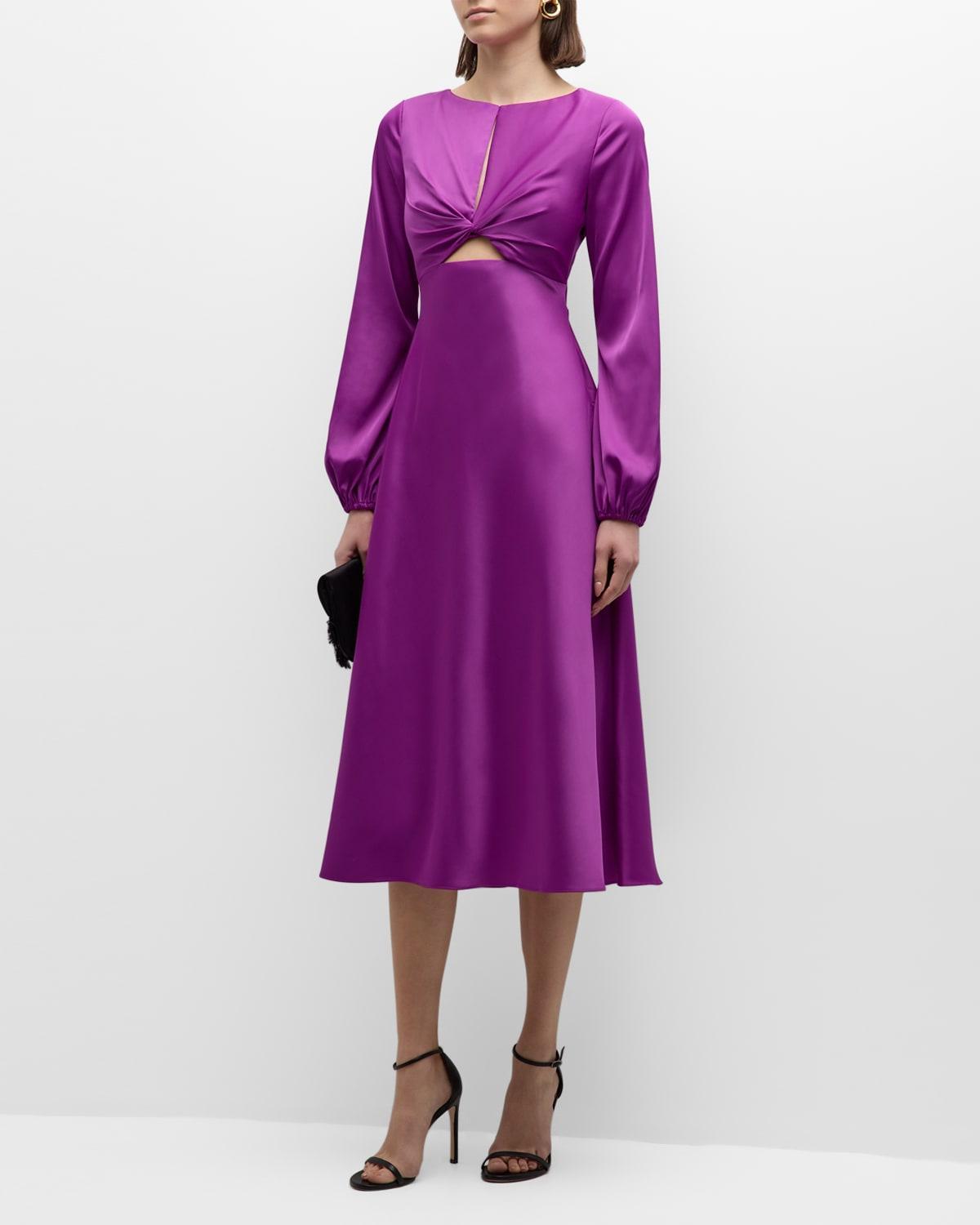 Womens Satin Cut-Out Midi-Dress Product Image