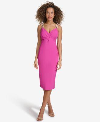 Women's Embellished-Strap Midi A-Line Dress Product Image