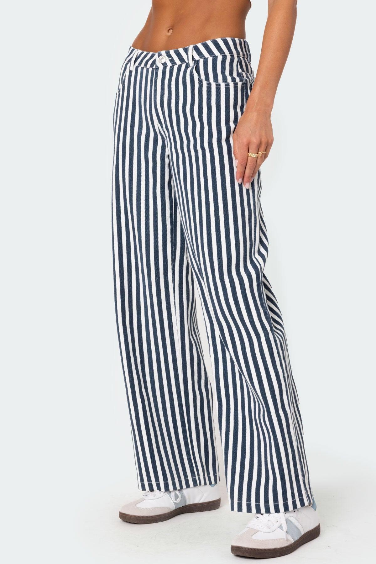 Striped Low Rise Jeans Product Image