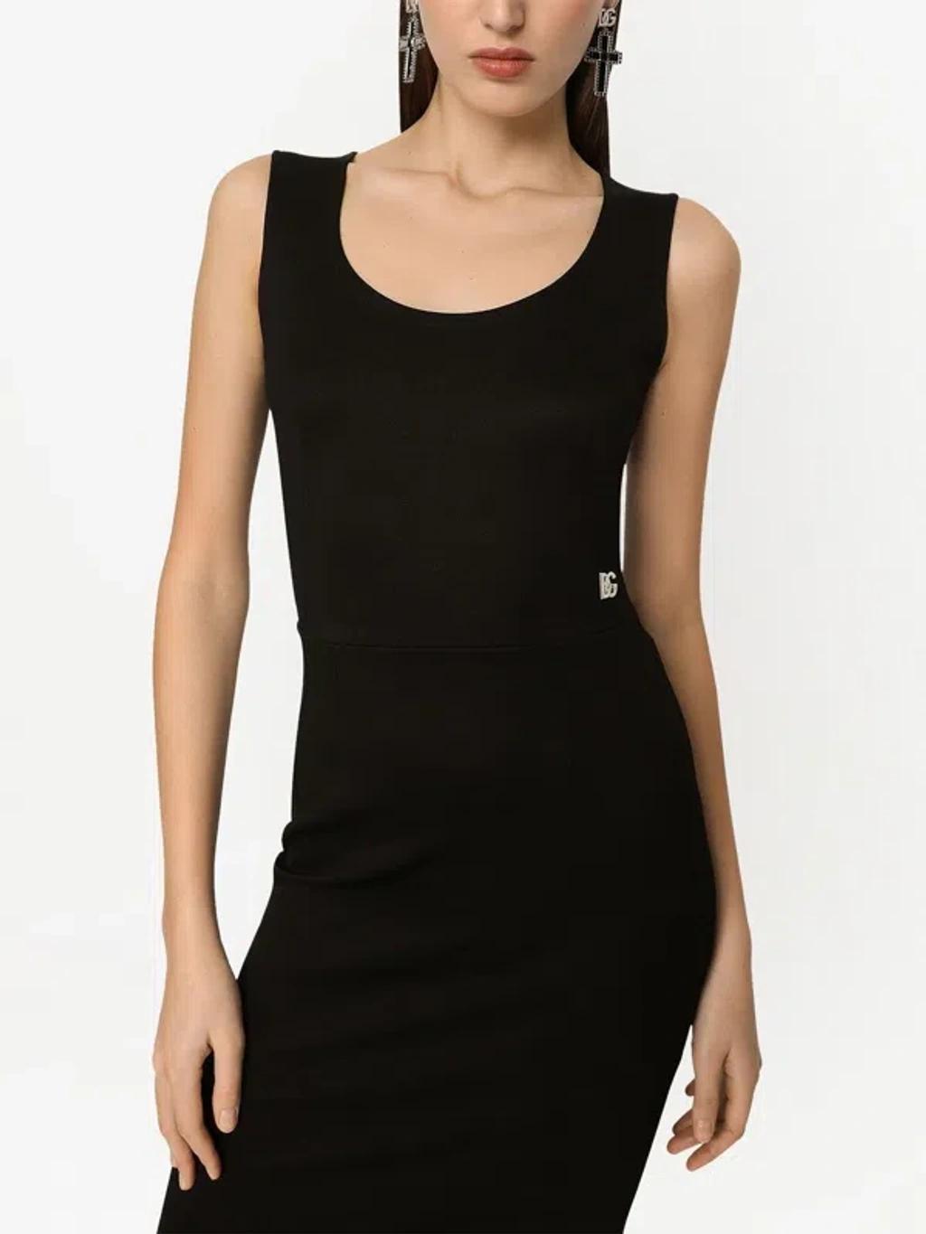 DOLCE & GABBANA Black Classic Dress With Logo In Negro Product Image