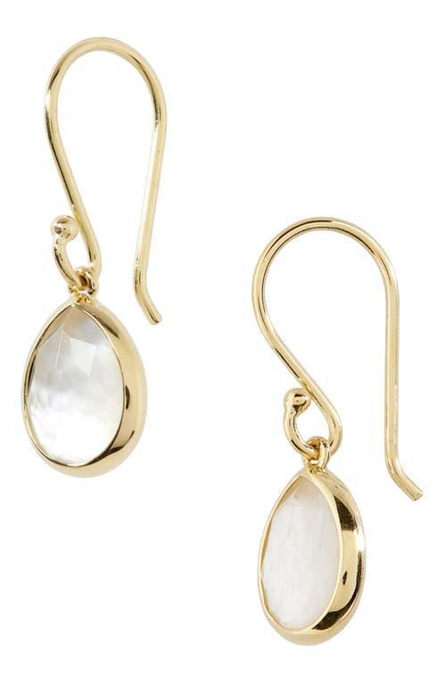 Womens Rock Candy 18K Green Gold, Rock Crystal, & Mother-Of-Pearl Teeny Teardrop Earrings Product Image