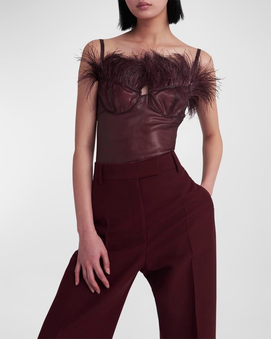 Feather-Trim Sleeveless Sheer Bustier Product Image