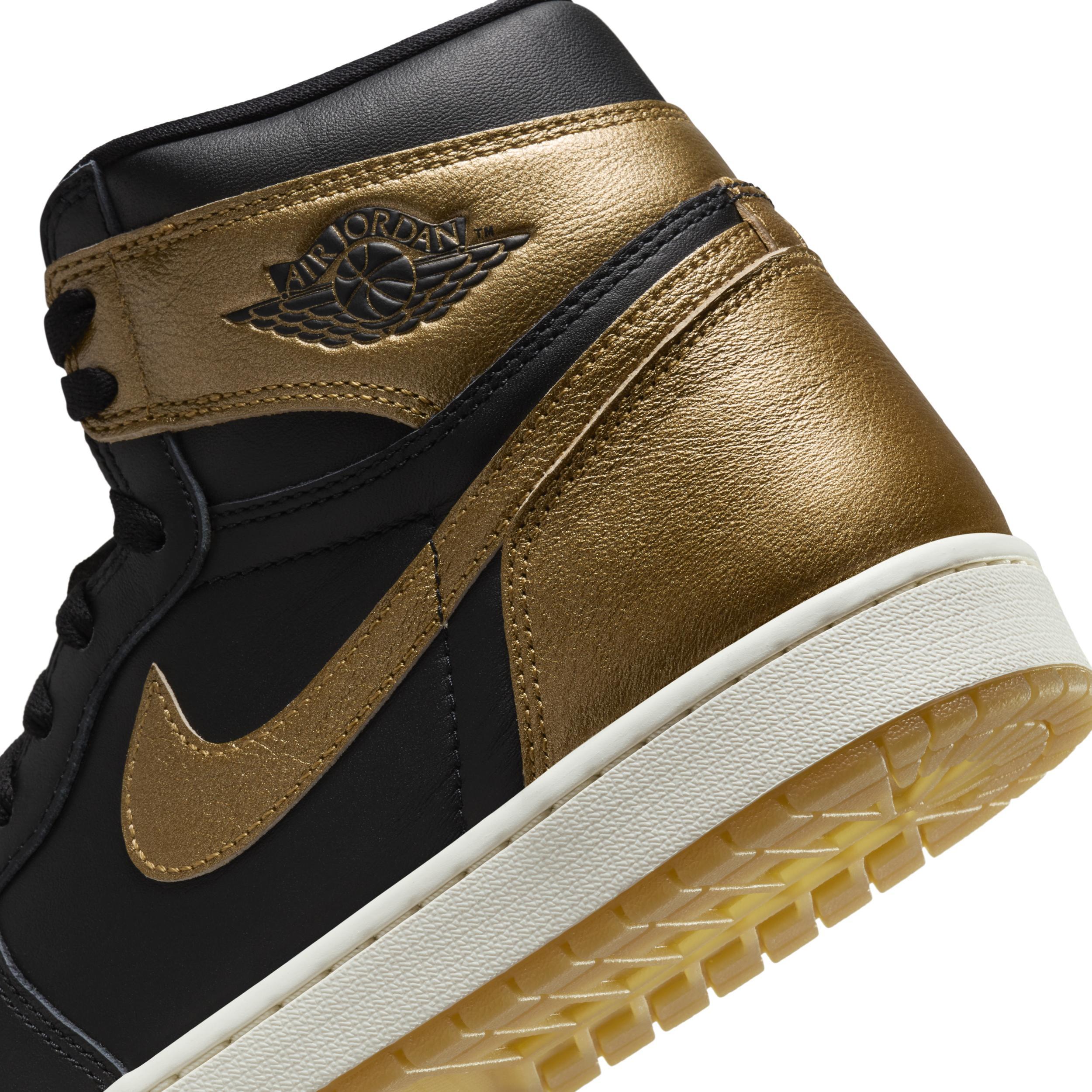 Men's Air Jordan 1 Retro High OG and Gold" Shoes in Black Product Image